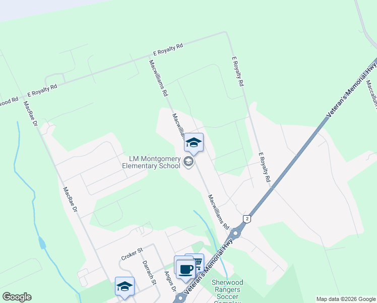 map of restaurants, bars, coffee shops, grocery stores, and more near 83 Macwilliams Road in Charlottetown