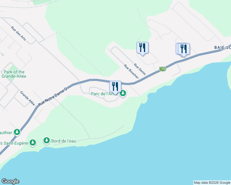 map of restaurants, bars, coffee shops, grocery stores, and more near 40 Rue de l'Île in Trois-Rivières