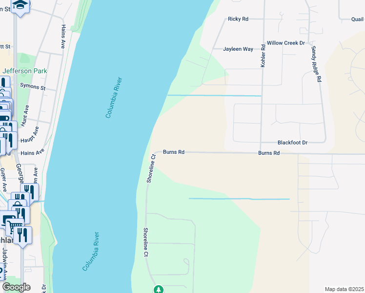 map of restaurants, bars, coffee shops, grocery stores, and more near 4161 Dent Road in Pasco