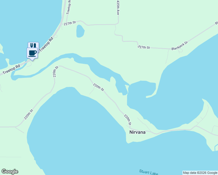 map of restaurants, bars, coffee shops, grocery stores, and more near 43406 220th Street in Clitherall