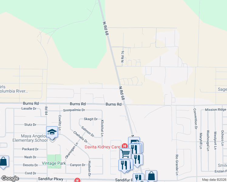 map of restaurants, bars, coffee shops, grocery stores, and more near 1201-1289 North Road 68 in Pasco