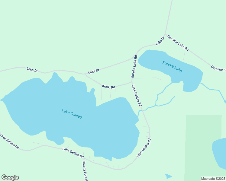 map of restaurants, bars, coffee shops, grocery stores, and more near 76199 Koski Road in Mellen