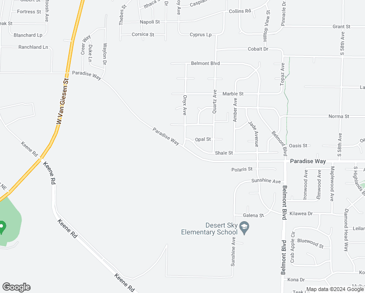 map of restaurants, bars, coffee shops, grocery stores, and more near 6900 Paradise Way in West Richland