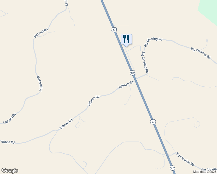 map of restaurants, bars, coffee shops, grocery stores, and more near 41-53 Dillman Road in Roundup