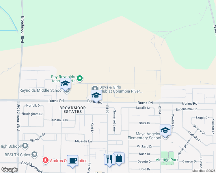 map of restaurants, bars, coffee shops, grocery stores, and more near 8915 Durham Court in Pasco