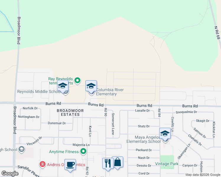 map of restaurants, bars, coffee shops, grocery stores, and more near 8915 Durham Court in Pasco