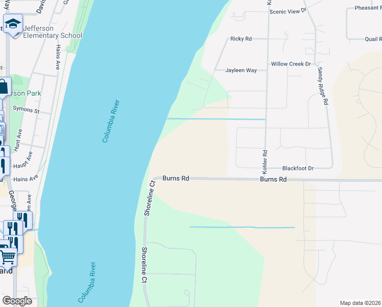 map of restaurants, bars, coffee shops, grocery stores, and more near 4134 Dent Road in Pasco