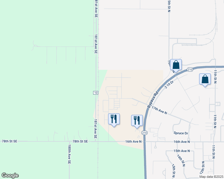 map of restaurants, bars, coffee shops, grocery stores, and more near 1625 Commerce Street in Wahpeton