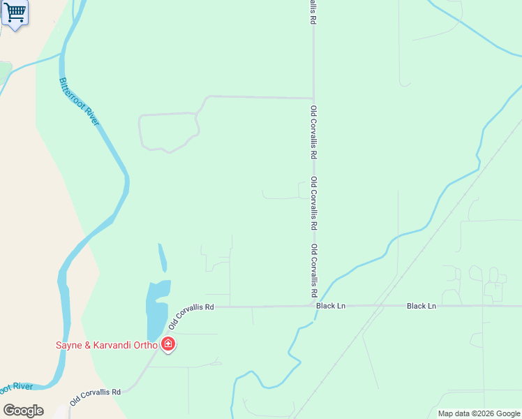 map of restaurants, bars, coffee shops, grocery stores, and more near 671 Old Corvallis Road in Hamilton