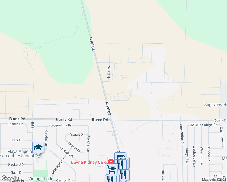 map of restaurants, bars, coffee shops, grocery stores, and more near 6619 North Road 68 in Pasco