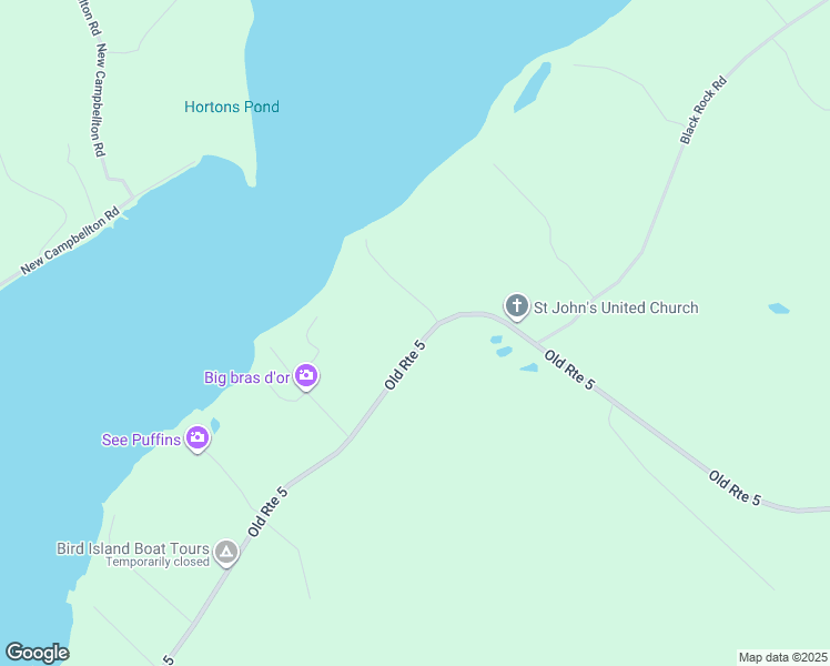 map of restaurants, bars, coffee shops, grocery stores, and more near 1478 Old Route 5 in Big Bras d'Or