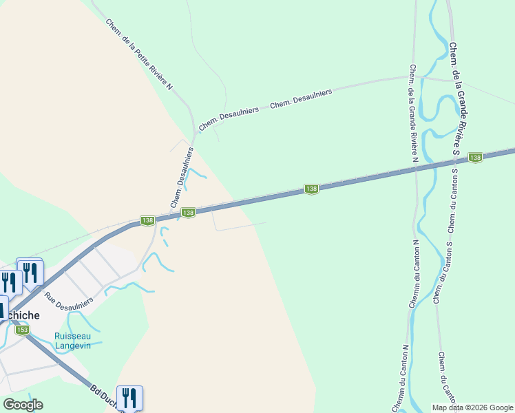 map of restaurants, bars, coffee shops, grocery stores, and more near 1156 Route Sainte-Anne Est in Yamachiche