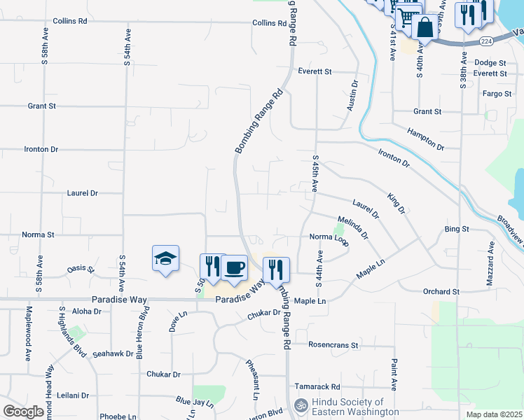 map of restaurants, bars, coffee shops, grocery stores, and more near 4731 Laurel Drive in West Richland