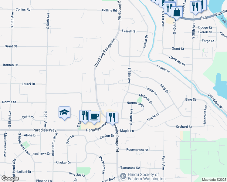 map of restaurants, bars, coffee shops, grocery stores, and more near 4731 Laurel Drive in West Richland