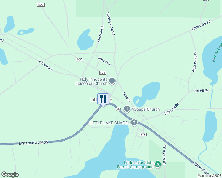 map of restaurants, bars, coffee shops, grocery stores, and more near 1704-1798 Little Lake Road in Marquette