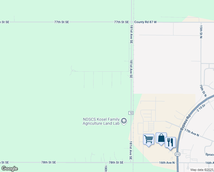 map of restaurants, bars, coffee shops, grocery stores, and more near 7754 Marie Street in Wahpeton