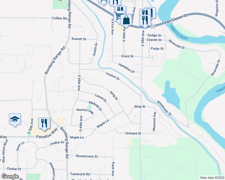 map of restaurants, bars, coffee shops, grocery stores, and more near 4157 King Drive in West Richland