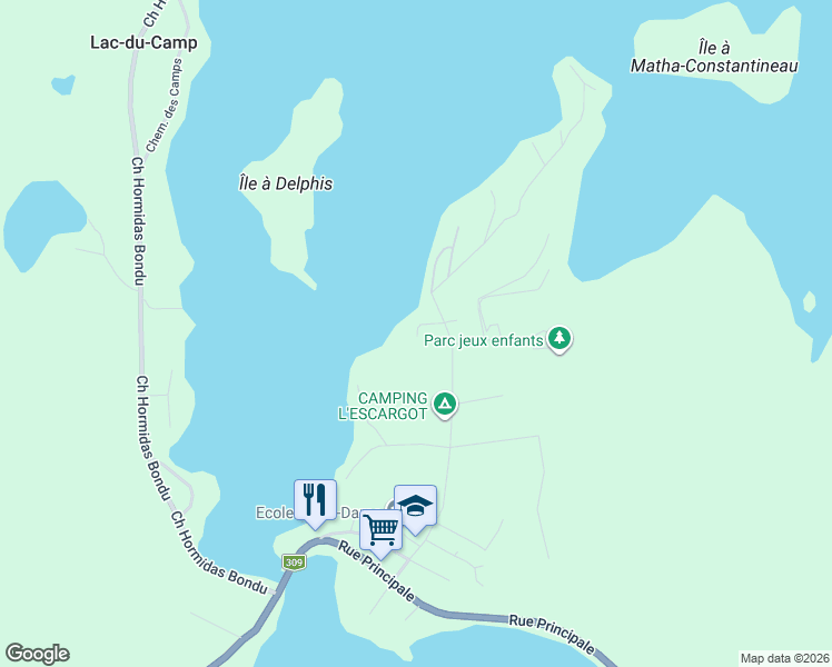 map of restaurants, bars, coffee shops, grocery stores, and more near Chemin des Lilas in Laurentides