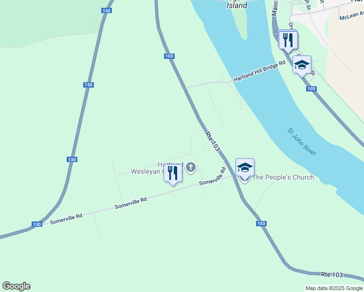 map of restaurants, bars, coffee shops, grocery stores, and more near 35 Riverview Drive in Somerville