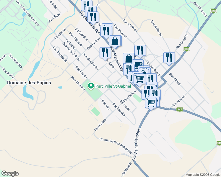 map of restaurants, bars, coffee shops, grocery stores, and more near 32 Rue Dequoy in Saint-Gabriel-de-Brandon