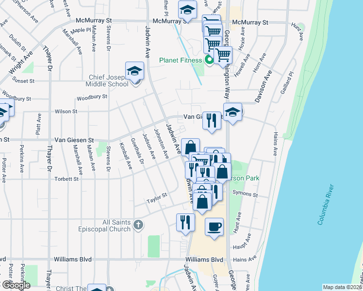 map of restaurants, bars, coffee shops, grocery stores, and more near 310 Torbett Street in Richland