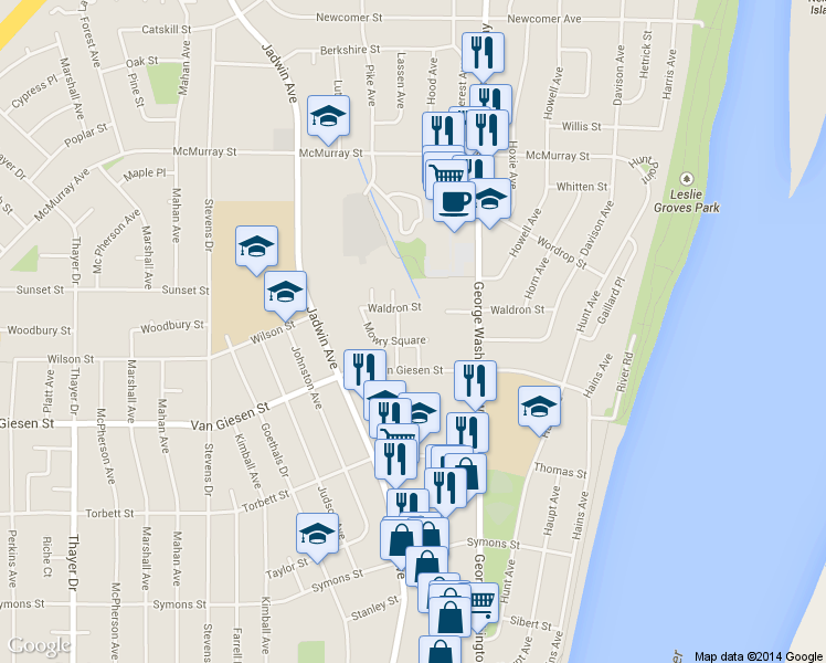 map of restaurants, bars, coffee shops, grocery stores, and more near 1650 Mowry Square in Richland