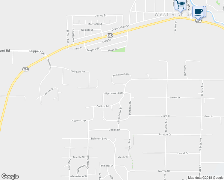 map of restaurants, bars, coffee shops, grocery stores, and more near 6308 Westview Loop in West Richland
