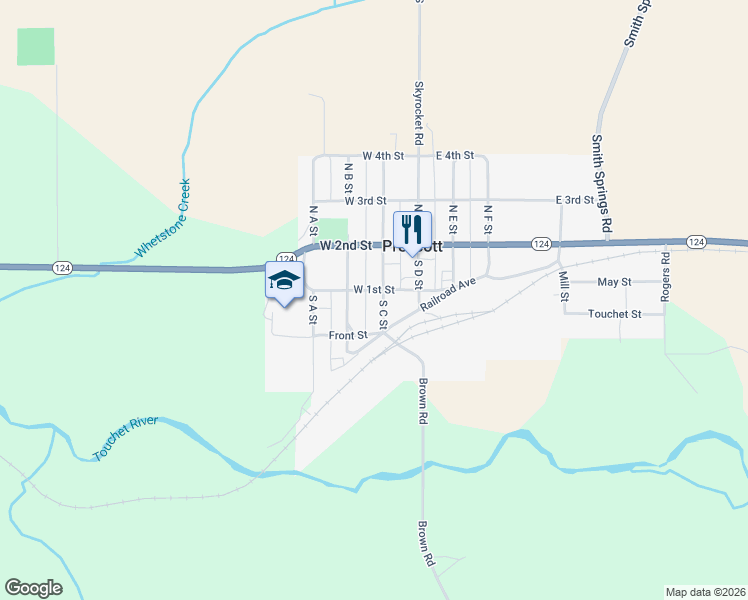 map of restaurants, bars, coffee shops, grocery stores, and more near 211 South C Street in Prescott