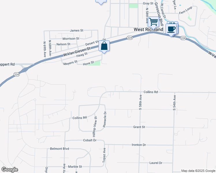 map of restaurants, bars, coffee shops, grocery stores, and more near 300 Northview Loop in West Richland