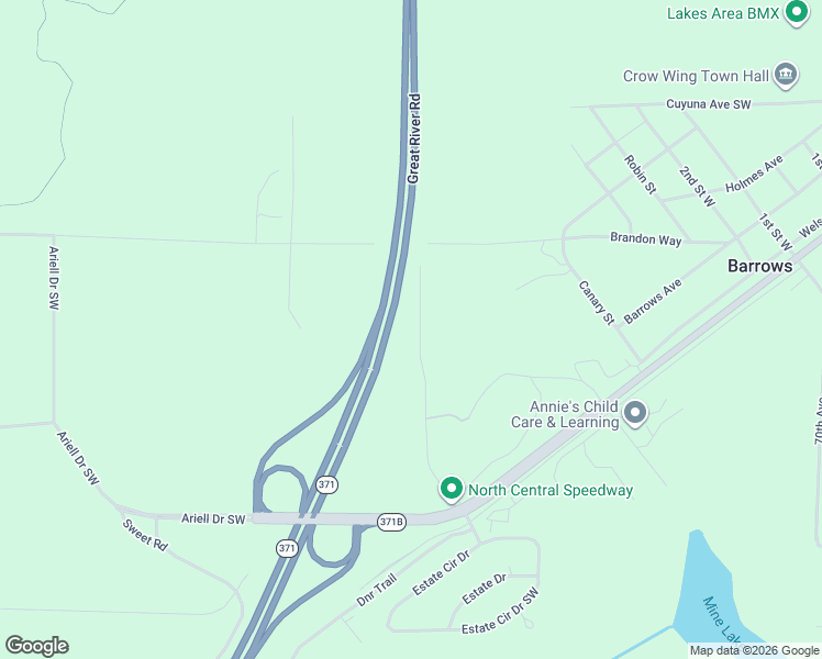 map of restaurants, bars, coffee shops, grocery stores, and more near 6153 Brandon Way in Brainerd