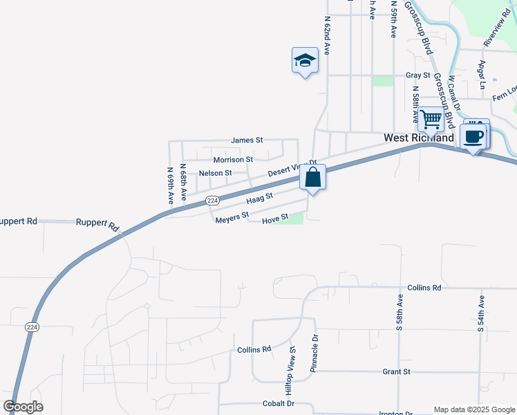 map of restaurants, bars, coffee shops, grocery stores, and more near 6203-6799 West Van Giesen Street in West Richland