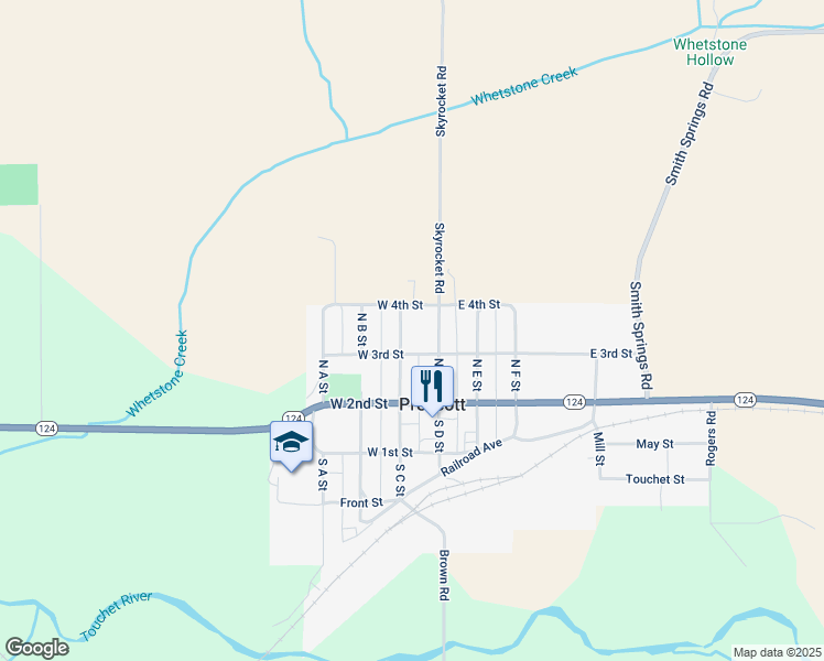 map of restaurants, bars, coffee shops, grocery stores, and more near 104 West 4th Street in Prescott