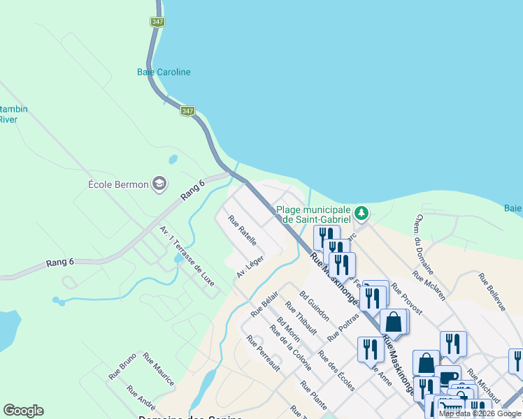 map of restaurants, bars, coffee shops, grocery stores, and more near 412 Rue Maskinongé in Saint-Gabriel-de-Brandon