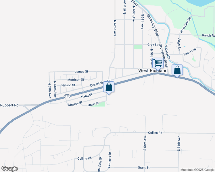 map of restaurants, bars, coffee shops, grocery stores, and more near 6203 West Van Giesen Street in West Richland