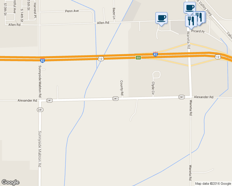 map of restaurants, bars, coffee shops, grocery stores, and more near 1521 Alexander Road in Sunnyside