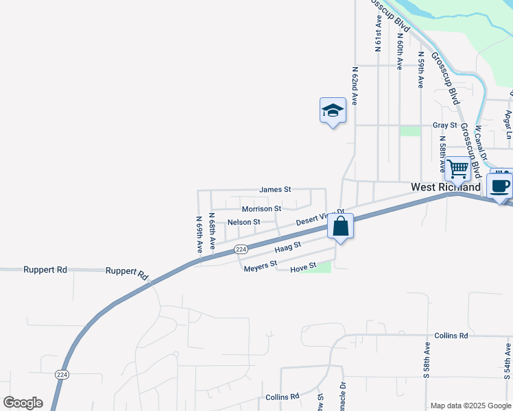 map of restaurants, bars, coffee shops, grocery stores, and more near 6506-6530 Morrison Street in West Richland