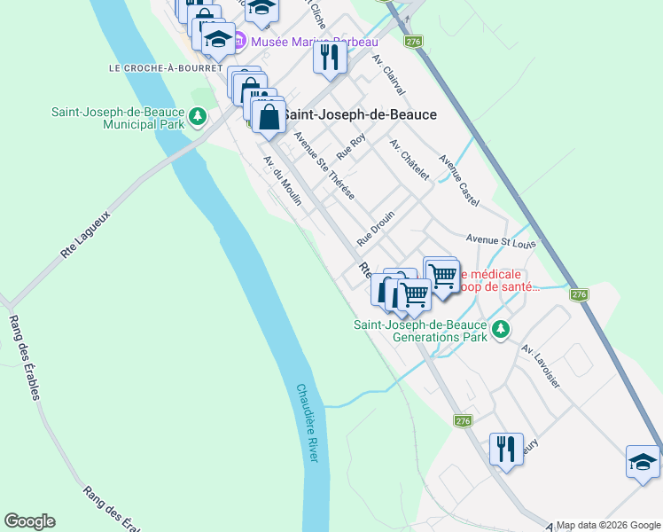 map of restaurants, bars, coffee shops, grocery stores, and more near 930 Avenue du Palais in Saint-Joseph-de-Beauce
