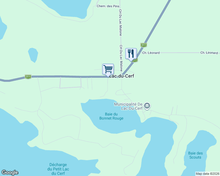 map of restaurants, bars, coffee shops, grocery stores, and more near 16 Rue Bondu in Laurentides