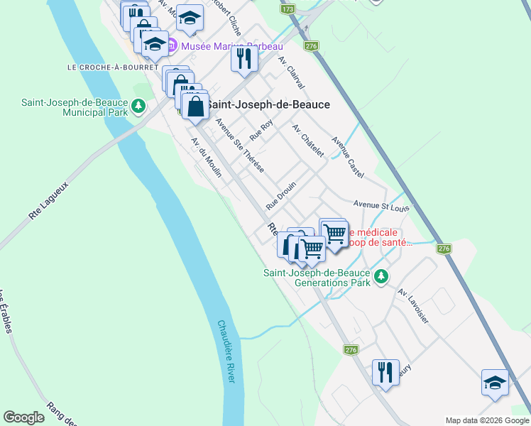 map of restaurants, bars, coffee shops, grocery stores, and more near 937 Avenue du Palais in Saint-Joseph-de-Beauce