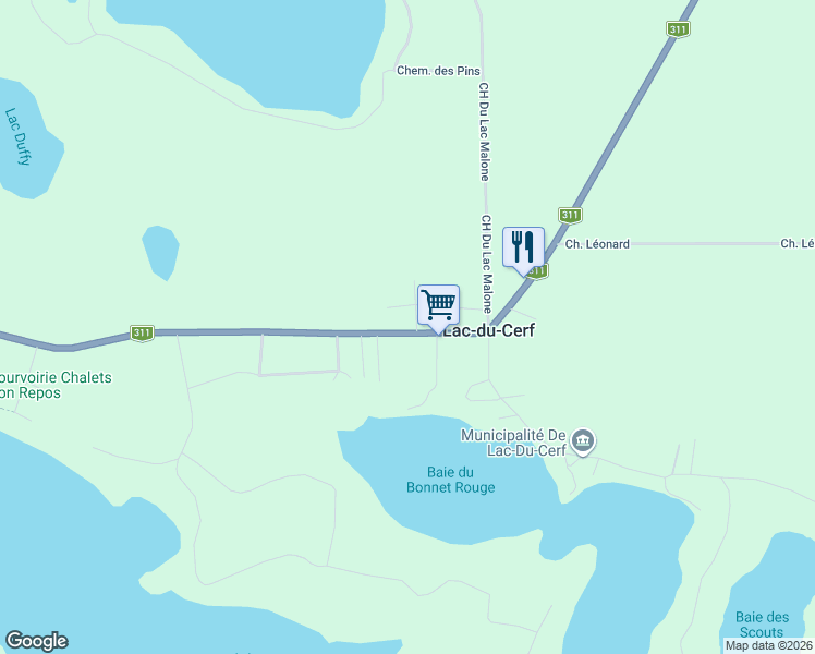 map of restaurants, bars, coffee shops, grocery stores, and more near 218 Principale in Notre-Dame-de-Pontmain