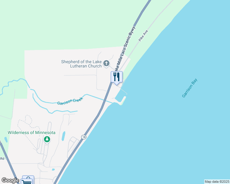 map of restaurants, bars, coffee shops, grocery stores, and more near 10490 U.S. 169 in Garrison
