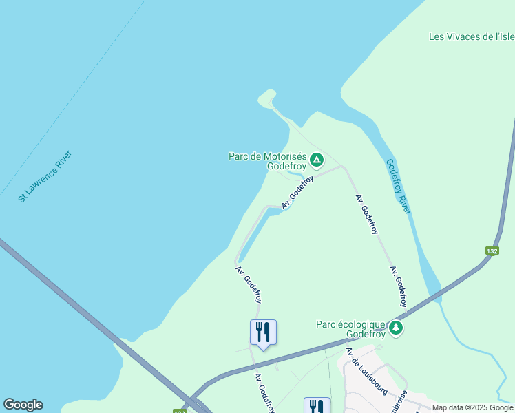 map of restaurants, bars, coffee shops, grocery stores, and more near 95 Avenue Godefroy in Bécancour