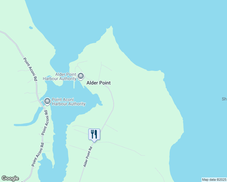 map of restaurants, bars, coffee shops, grocery stores, and more near 970 Alder Point Road in Alder Point