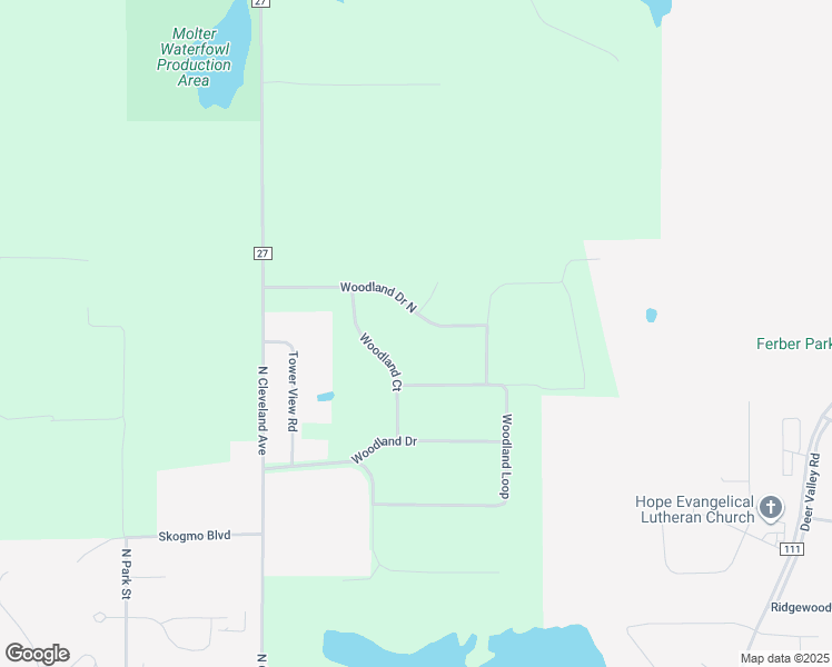 map of restaurants, bars, coffee shops, grocery stores, and more near 627 Woodland Court in Fergus Falls
