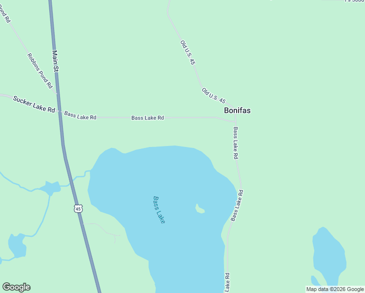 map of restaurants, bars, coffee shops, grocery stores, and more near 24007 Bass Lake Road in Watersmeet