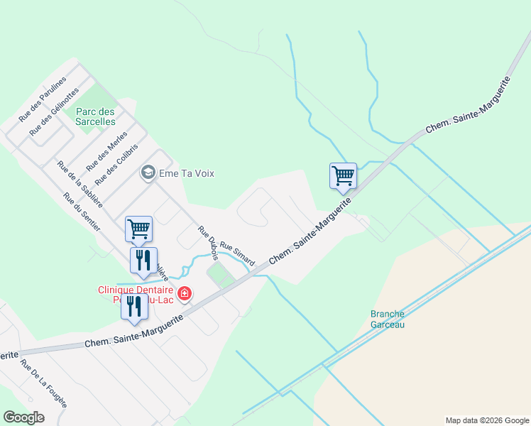 map of restaurants, bars, coffee shops, grocery stores, and more near 65 Rue Philippe Garceau in Trois-Rivières