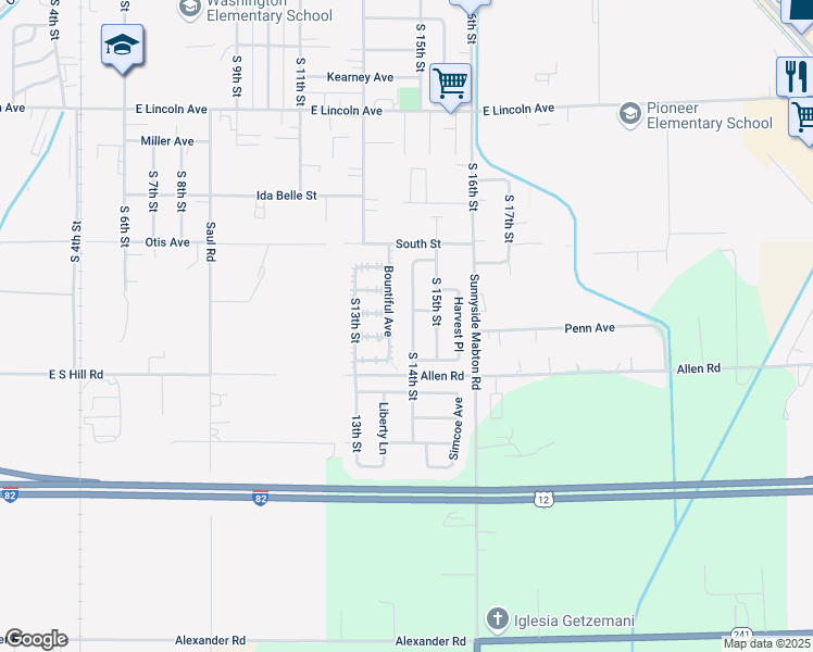 map of restaurants, bars, coffee shops, grocery stores, and more near Aden Ave in Sunnyside