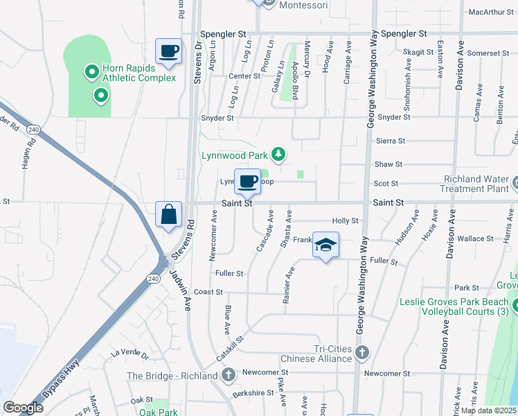 map of restaurants, bars, coffee shops, grocery stores, and more near 2190 Clearview Avenue in Richland