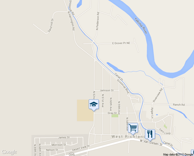 map of restaurants, bars, coffee shops, grocery stores, and more near 1156 North 62nd Avenue in West Richland