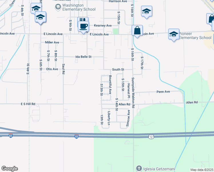 map of restaurants, bars, coffee shops, grocery stores, and more near 1312 Apple Ln in Sunnyside